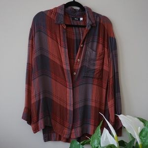 BDG Burnt Orange Oversize Flannel with Slits